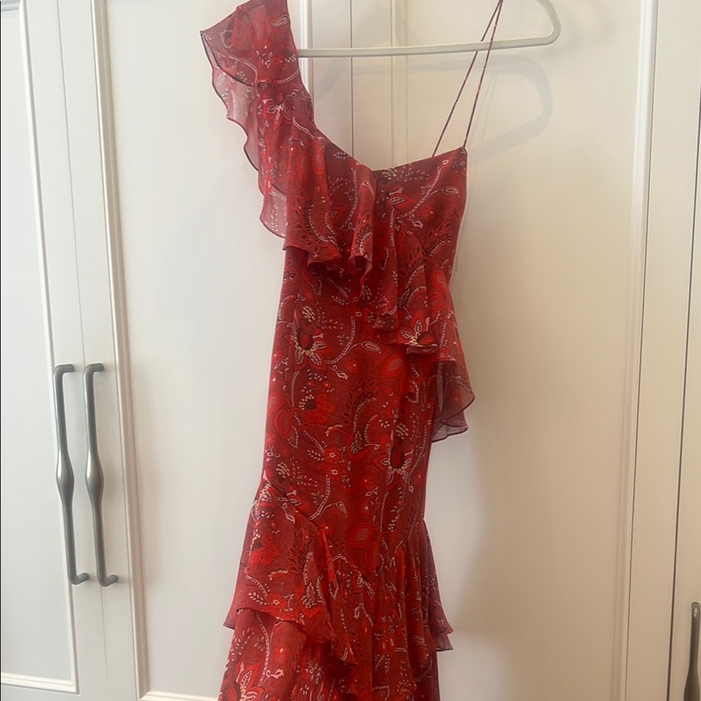 Elegant Red Ruffled Dress